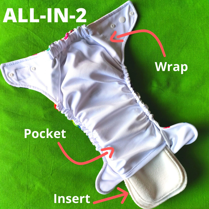 Reusable nappy all in two with pocket